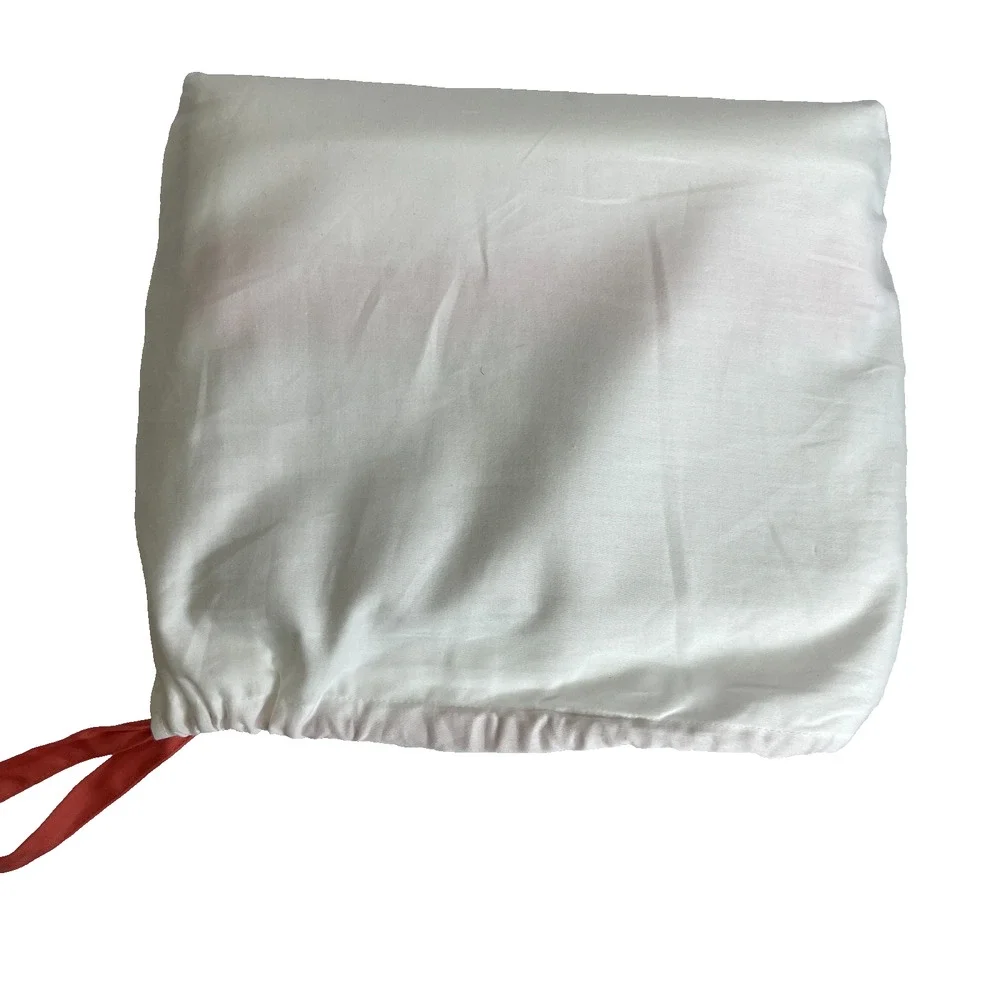 Serena & Lily Deep Coral Deco Dot White Sheet Set Full *Missing Fitted Sheet*